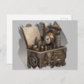 Steampunk tijdmachine -  schatkist briefkaart (Voorkant / Achterkant)