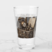 Steampunk tijdmachine -  schatkist glas (Achterkant)