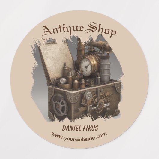 Steampunk tijdmachine - schatkist labels (Design 3)