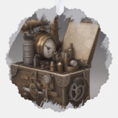 Steampunk tijdmachine -  schatkist ornament kaart (Achterkant)