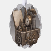 Steampunk tijdmachine -  schatkist ornament kaart (Links)