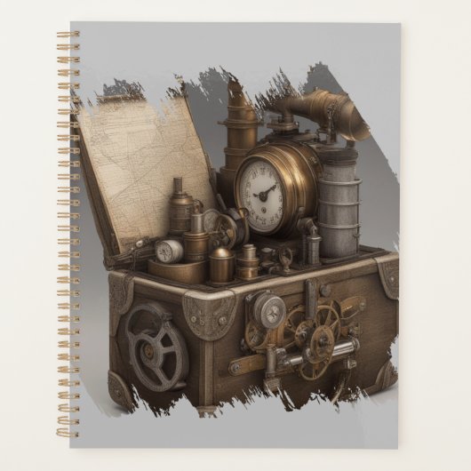 Steampunk tijdmachine - schatkist planner (Voorkant)
