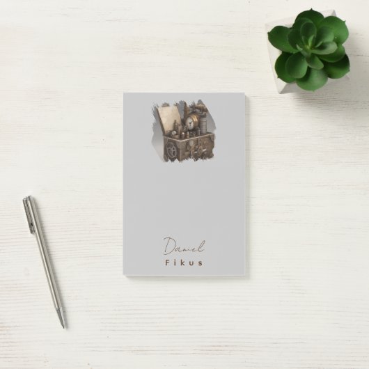 Steampunk tijdmachine -  schatkist post-it® notes (Kantoor)