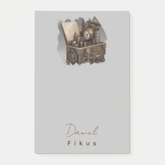 Steampunk tijdmachine -  schatkist post-it® notes (Voorkant)