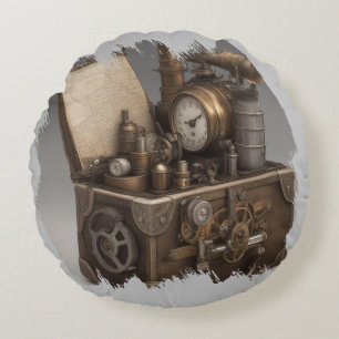 Steampunk tijdmachine -  schatkist rond kussen