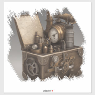 Steampunk tijdmachine -  schatkist sticker