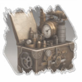 Steampunk tijdmachine - schatkist sticker (Voorkant)