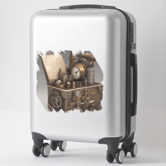 Steampunk tijdmachine -  schatkist sticker (Koffer)