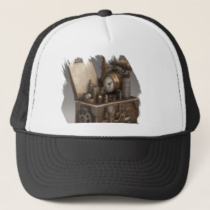 Steampunk tijdmachine -  schatkist trucker pet