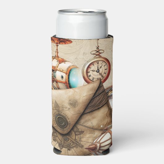 Steampunk tijdperk met klokken en blimpjes (Seltzer Voorkant)