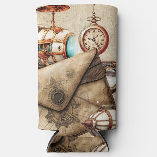 Steampunk tijdperk met klokken en blimpjes (Voorkant)