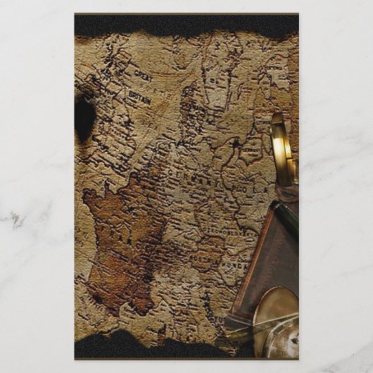 Steampunk tijdreisaccessoires, kaart, kompas briefpapier (Voorkant)