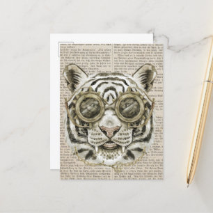 Steampunk Tijger op Tekst Briefkaart