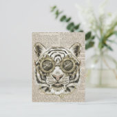 Steampunk Tijger op  Tekst Briefkaart (Staand voorkant)