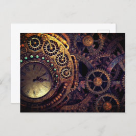 Steampunk Time Clock-tandwielen Briefkaart