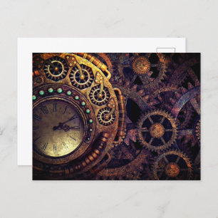 Steampunk Time Clock-tandwielen Briefkaart