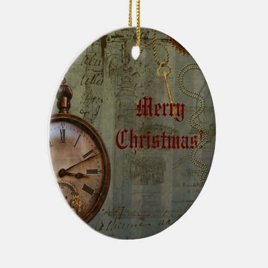 Steampunk Time Machine kerstversiering Keramisch Ornament (Rechts)