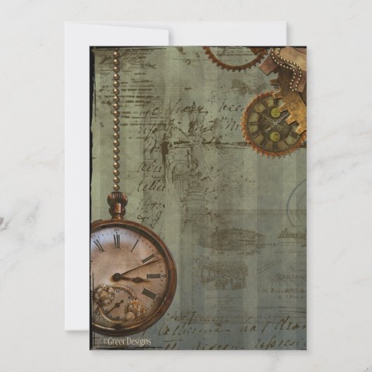 Steampunk Time Machine nodigt uit Kaart (Voorkant)