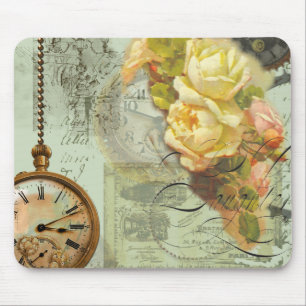 Steampunk Time & Yellow Roses Muismat