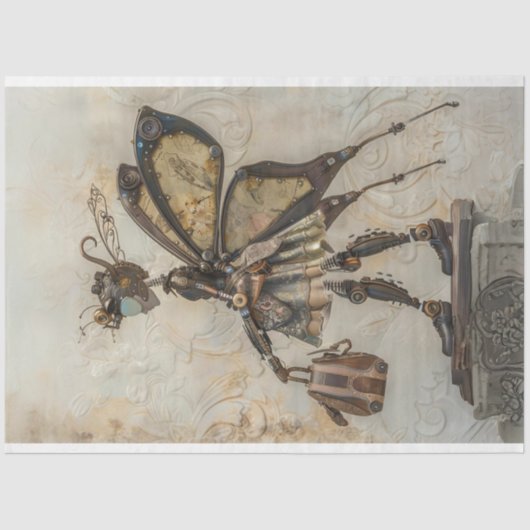 Steampunk Tiny Fairy Reizende Decoupage Tissuepapier (Voorkant)