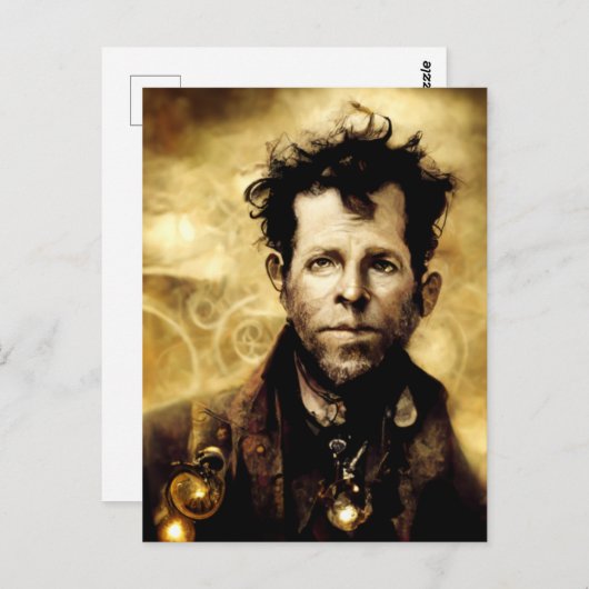 Steampunk Tom Waits Briefkaart (Voorkant / Achterkant)