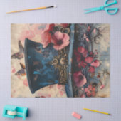 Steampunk Top Hat Vlinders Bloemen Decoupage Tissuepapier (Craft)