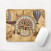 Steampunk Travel Antiek Map Compass Adventure Muismat (Met muis)