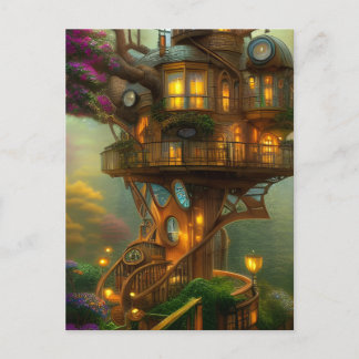 Steampunk Treehouse Observatory Briefkaart