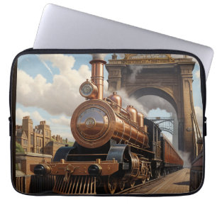Steampunk trein vertrekt uit Londen Laptop Sleeve
