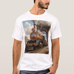 Steampunk trein vertrekt uit Londen T-shirt