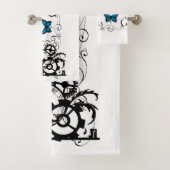 Steampunk Tribal Blauwe Vlinders Bad Handdoek (Insitu)