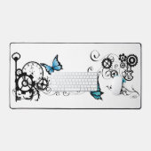 Steampunk Tribal Blauwe Vlinders Bureaumat (Keyboard & Muis)