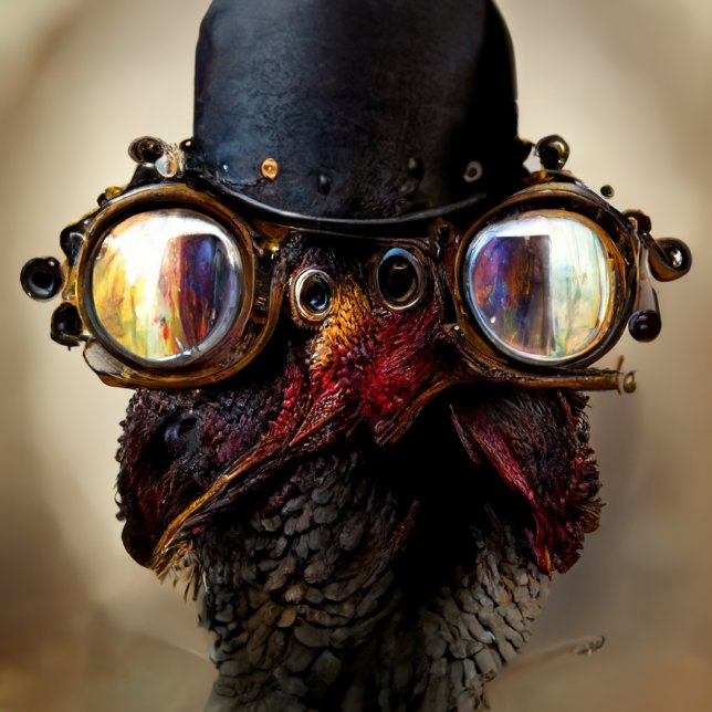 Steampunk Turkey in Top Hat met Goggles Kussen (Creator heeft geüpload)