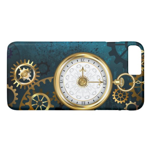 Steampunk turquoise Achtergrond met tandwielen Case-Mate iPhone Case (Achterkant (Horizontaal))