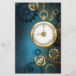 Steampunk turquoise Achtergrond met tandwielen Flyer
