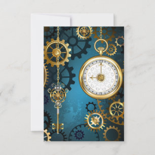 Steampunk turquoise Achtergrond met tandwielen Kaart