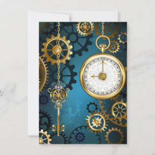 Steampunk turquoise Achtergrond met tandwielen Kaart
