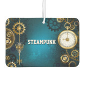 Steampunk turquoise achtergrond met tandwielen luchtverfrisser (Achterkant)