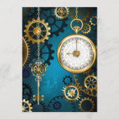 Steampunk turquoise achtergrond met tandwielen menu (Voorkant)