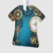 Steampunk turquoise achtergrond met tandwielen ornament (voorkant)