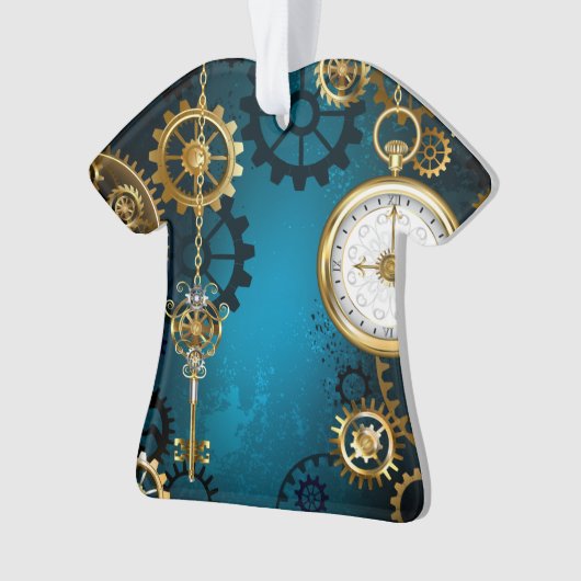 Steampunk turquoise achtergrond met tandwielen ornament (voorkant)