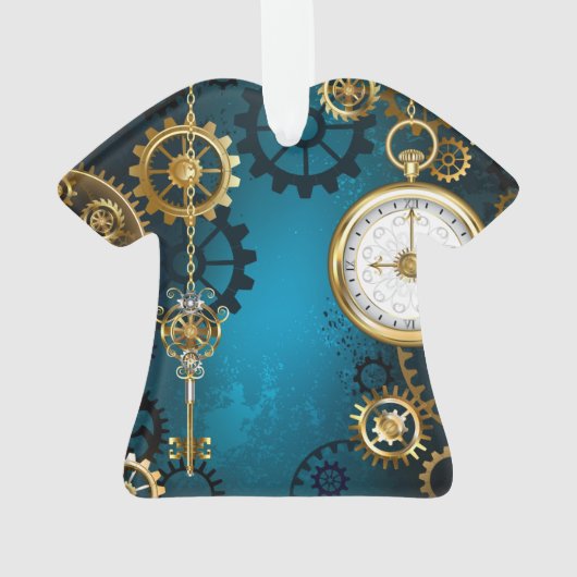 Steampunk turquoise achtergrond met tandwielen ornament (achterkant)