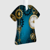 Steampunk turquoise achtergrond met tandwielen ornament (voorkant)