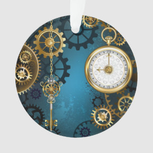Steampunk turquoise Achtergrond met tandwielen Ornament