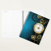 Steampunk turquoise Achtergrond met tandwielen Planner (Display)