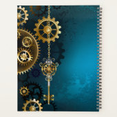 Steampunk turquoise Achtergrond met tandwielen Planner (Achterkant)
