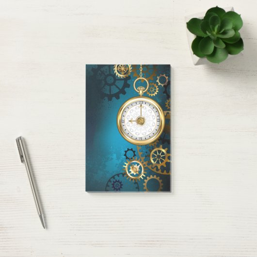Steampunk turquoise Achtergrond met tandwielen Post-it® Notes (Kantoor)