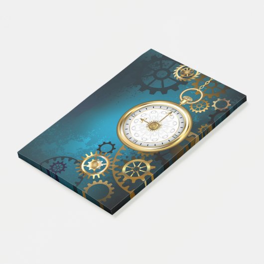Steampunk turquoise Achtergrond met tandwielen Post-it® Notes (Schuin)
