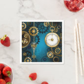 Steampunk turquoise Achtergrond met tandwielen Servet (Insitu)
