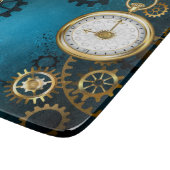 Steampunk turquoise Achtergrond met tandwielen Snijplank (Hoek)